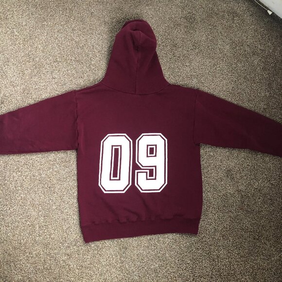Vintage Jerzees Burgandy Hoodie - Picture 2 of 4